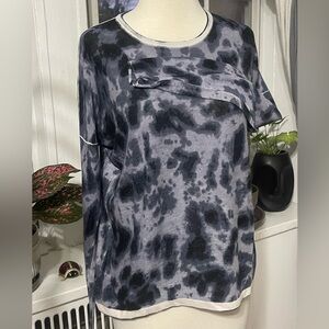 Black & Charcoal Tie-Dye Long Sleeve Knit Top